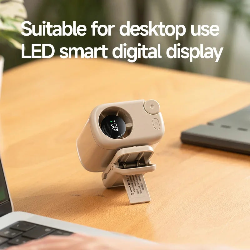 Portable 360° Clip-On Fan with Digital Display