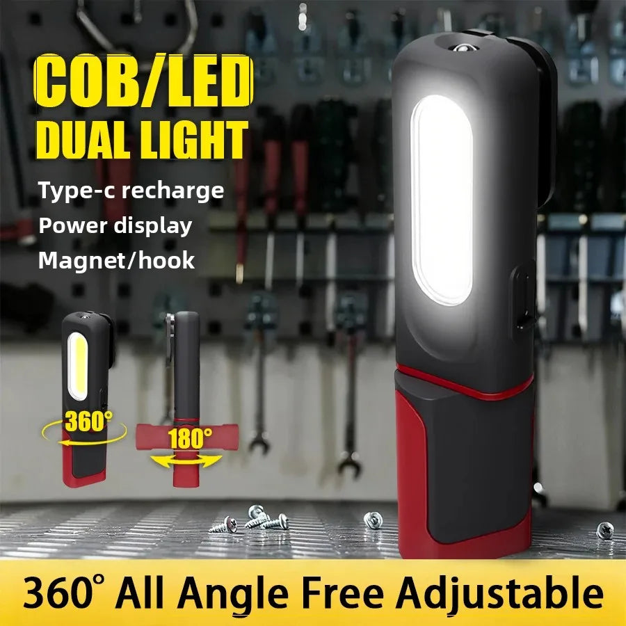 Rechargeable COB Work Light with Magnetic Base and Hanging Hook