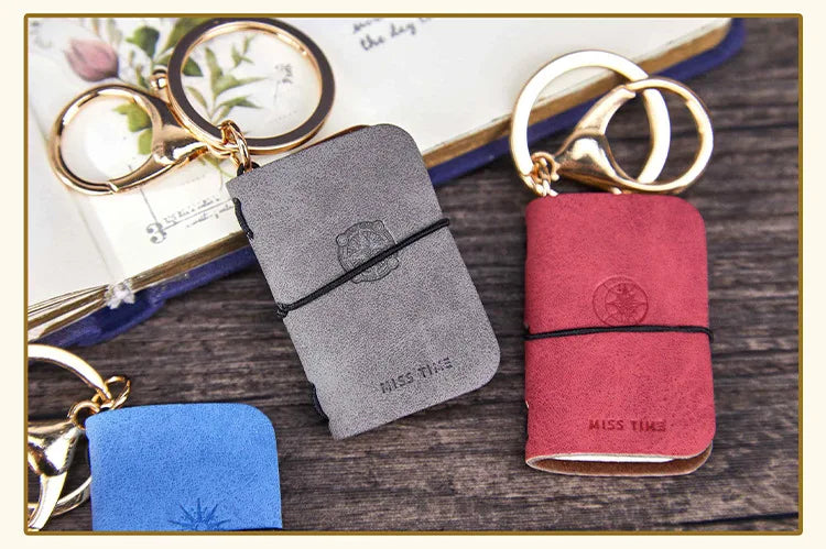 Mini PU Leather Journal Keychain with Keyring