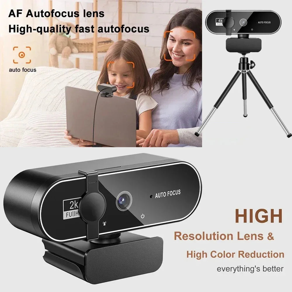 4K Auto-Focus Webcam with Built-in Microphone