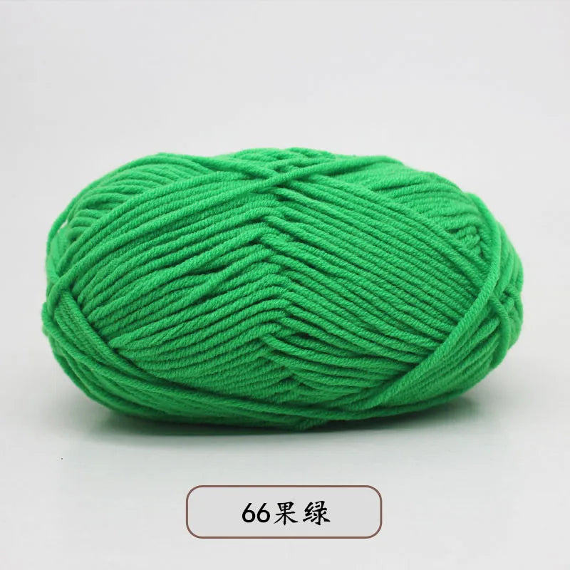 A ball of bright green 66-ply yarn for knitting and crochet