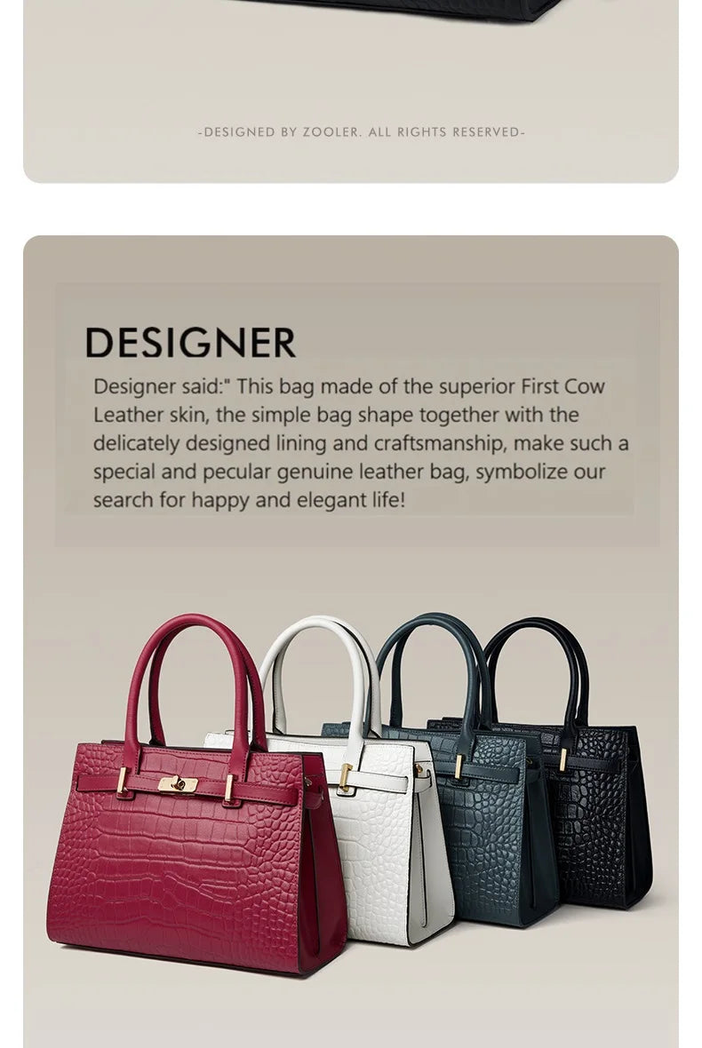 Elegant Genuine Leather Shoulder Bag for Women with Top Handle