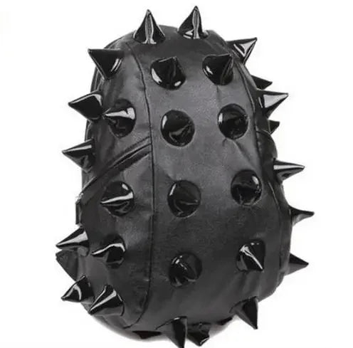 Black studded PU leather backpack for travel and laptop use
