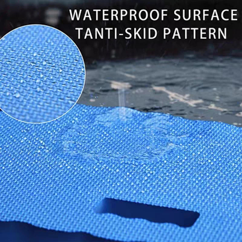 Close-up of a blue waterproof non-slip surface pattern for a foam kneeling pad or cushion.