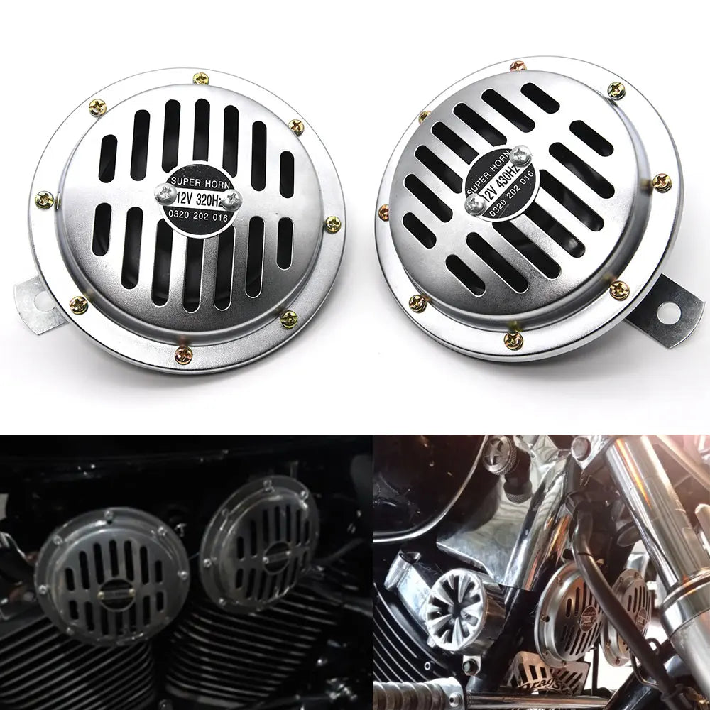 12V Super Loud Dual-Tone Air Horn Kit for Cars and Motorcycles
