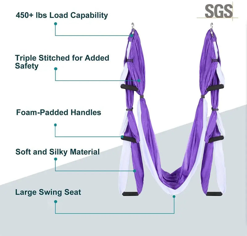 Aerial Yoga Hammock with Reinforced Handles