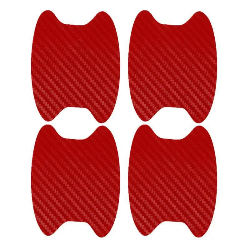 Four red carbon fiber car door handle protective covers