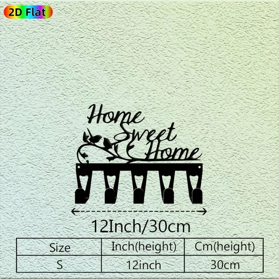 Black rustic iron wall hooks for home organization with size specifications