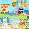 A collection of reusable sticker books featuring dinosaur, pet place, pizza, fairy, space, and ocean world animal themes for 