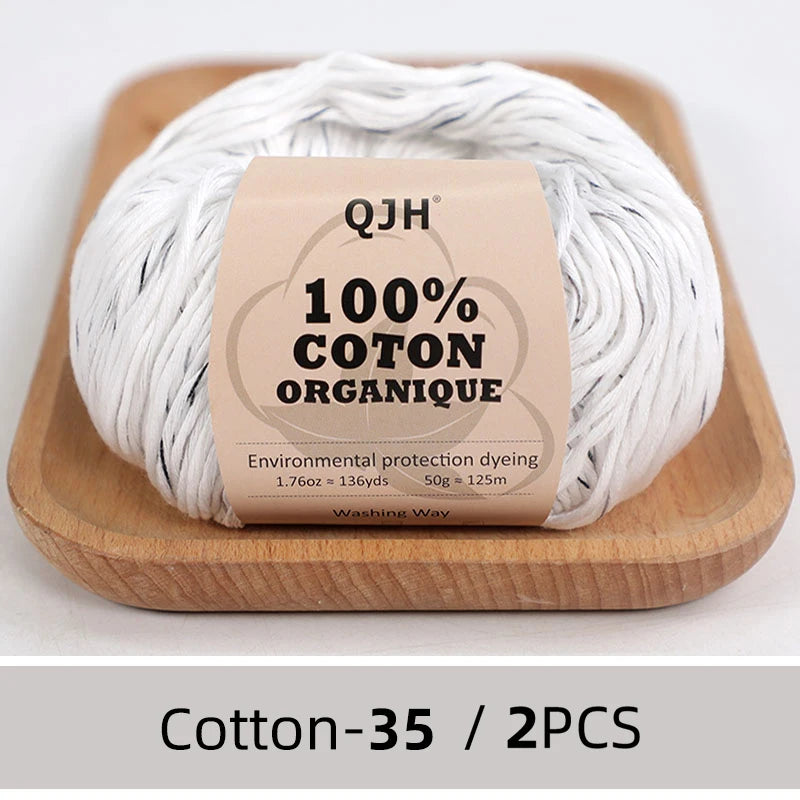 100% Organic Cotton Yarn for Knitting and Crocheting (2-Pack)