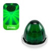 Green waterproof LED side marker light with a green indicator light and silver housing.