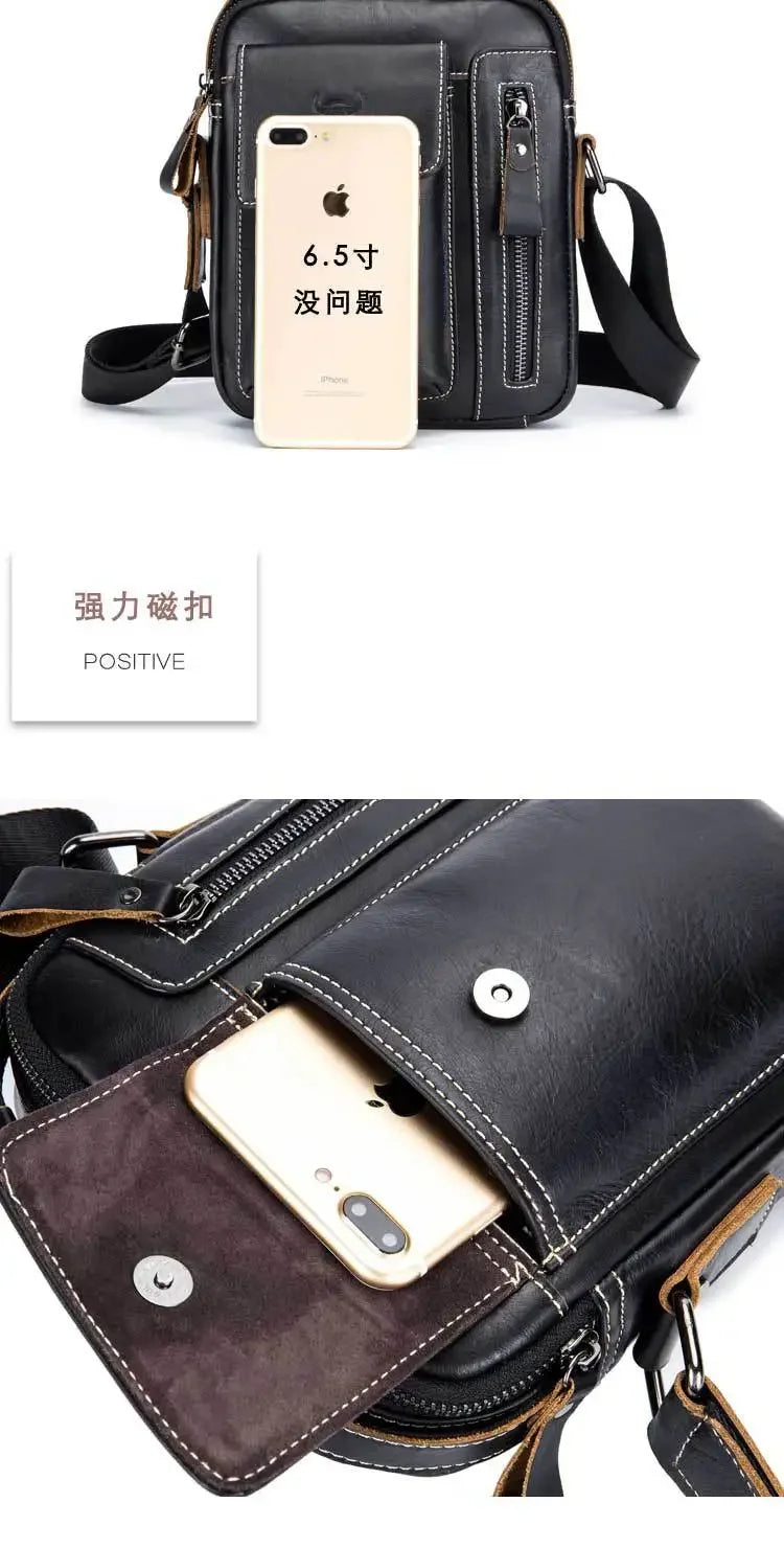 Genuine Leather Crossbody Bag for Men