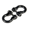 A pair of black metal alloy tow shackles for an RC crawler, packaged as a 2-pack.