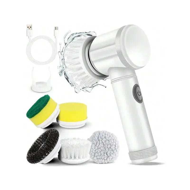 Cordless Electric Spin Scrubber with 5 Brush Heads