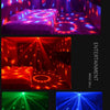 Various scenes of home party decoration using RGB LED disco ball lights creating colorful laser beams and patterns.