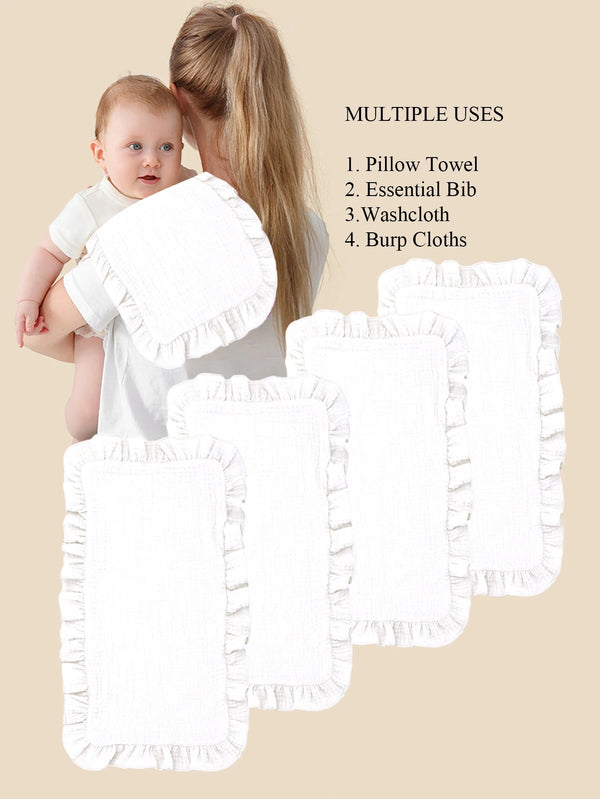 Soft Muslin Gauze Burp Cloths with Ruffle Trim (4-Pack)