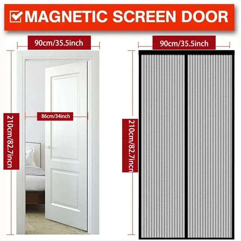 Self-Sealing Magnetic Mesh Door Screen