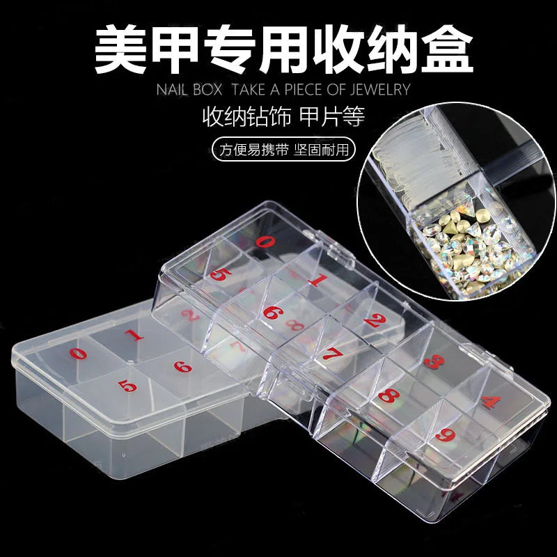 Clear Nail Tip Storage Box with Compartments