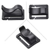 Black rotatable hydration tube clip designed for securing tubes to backpacks