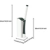 A white disposable toilet cleaning brush with a storage base shown in a vertical view.