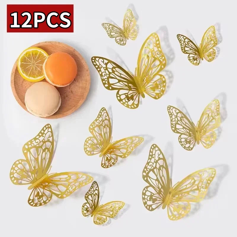 3D Rose Gold Butterfly Wall Decals for Home Decor