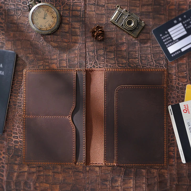 Cartera de Pasaporte de Cuero Genuino