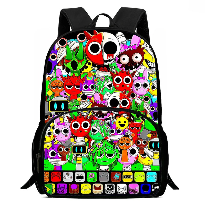 Cartable Enfant Cartoon Sprunki avec Pochette Avant
