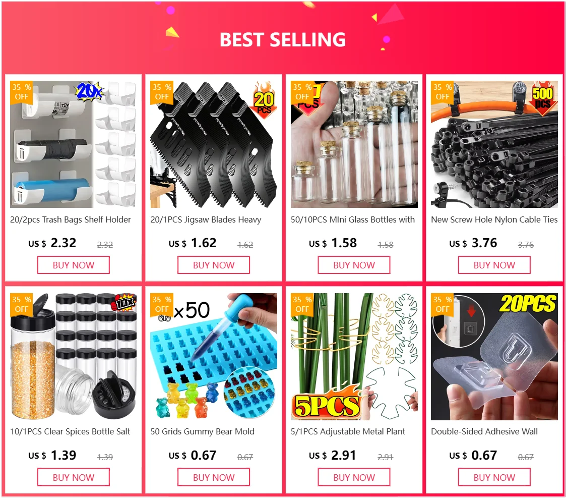 A set of double-sided adhesive wall hooks for various uses.