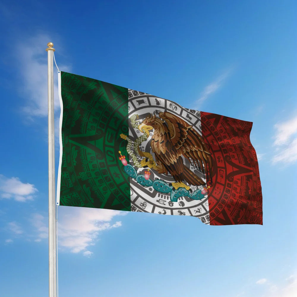 Aztec Eagle Calendar Decorative Flag
