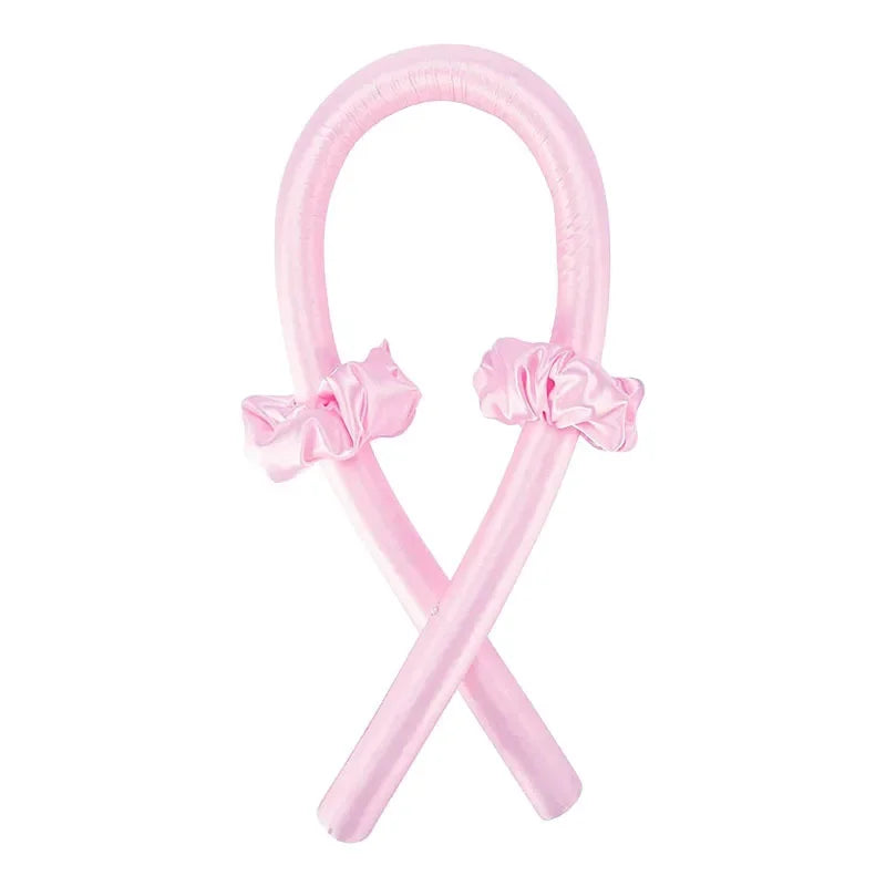 Diadema de seda sin calor rosa con forma de 'X'