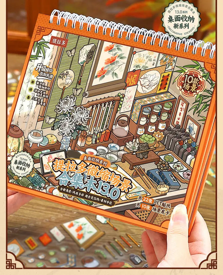 10-in-1 3D Cartoon Desktop Organizer Sticker Pack for Scrapbooking and DIY
