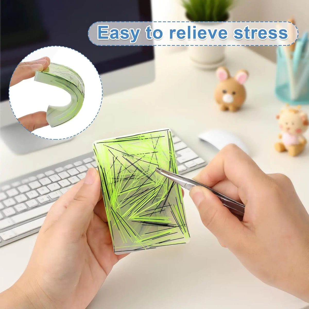 Silicone Sensory Fidget Pad with Tweezer for Anxiety and Stress Relief
