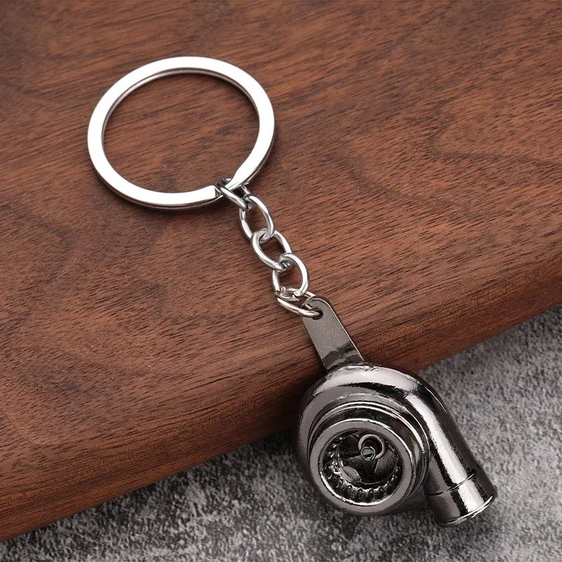 Gearbox Keychain with Turbo Hub and Brake Disc Pendant