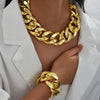 Gold-Plated Cuban Chain Necklace & Bracelet Set