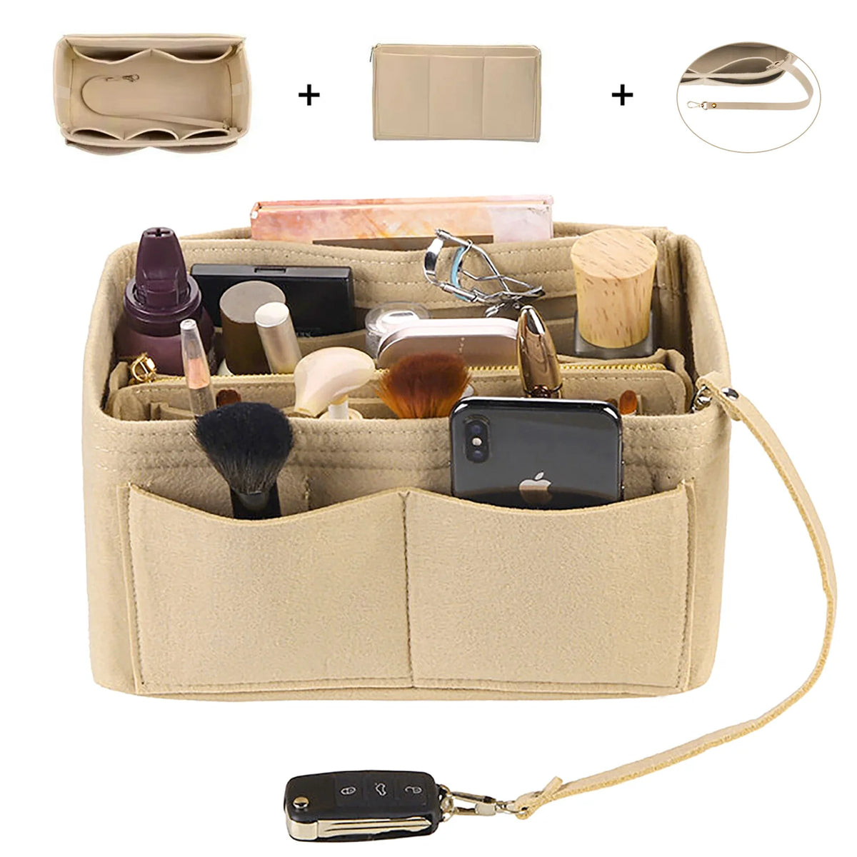 Felt Purse Organizer Insert with Zipper Compartment