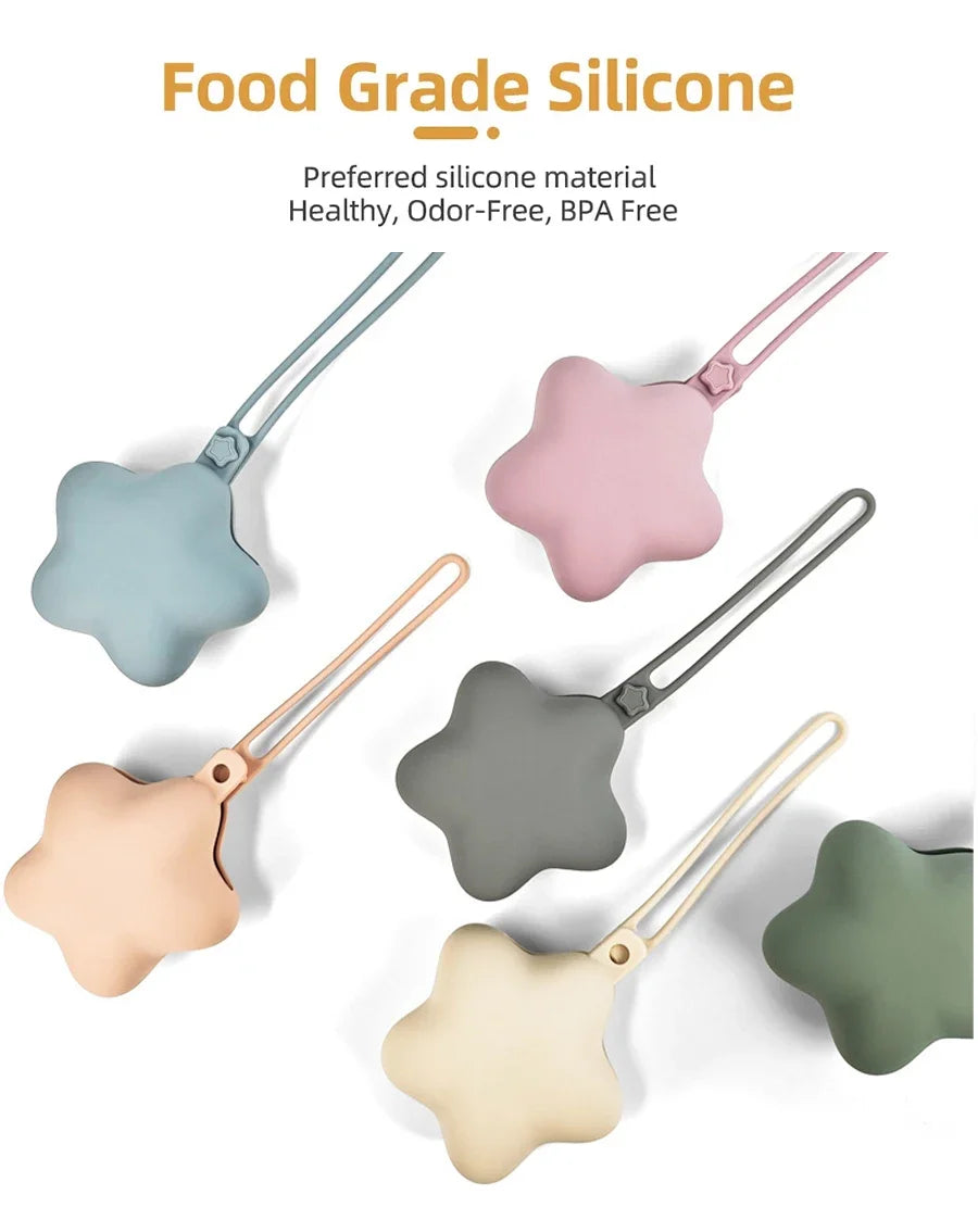 Star Silicone Pacifier Storage Box with Stroller Hanging Strap