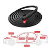 Black L-shaped door seal strip for car doors, showing various column locations.