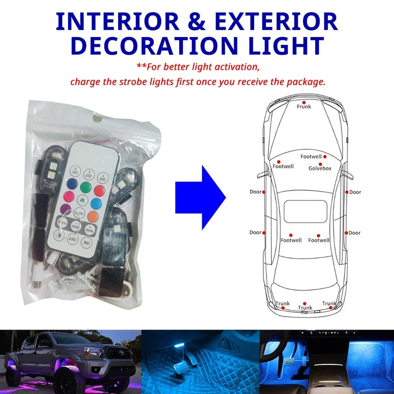 Rechargeable RGB LED Footwell Light with Remote