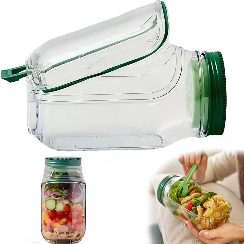 Bocal à salade à ouverture latérale avec compartiment pour vinaigrette