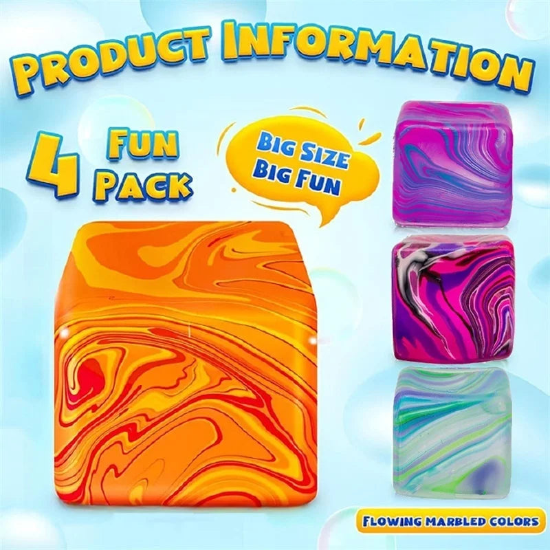 Squishy Stress Relief Cube with Soothing Swirl Design