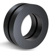 Black ceramic ring magnet with a center hole, industrial grade 8 ferrite for science and DIY projects.