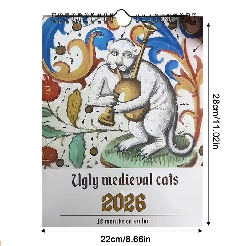Medieval Cat Wall Calendar 2026