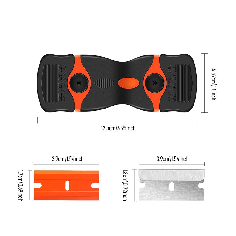 Dual-Use Razor Blade Scraper for Adhesive & Vinyl Removal