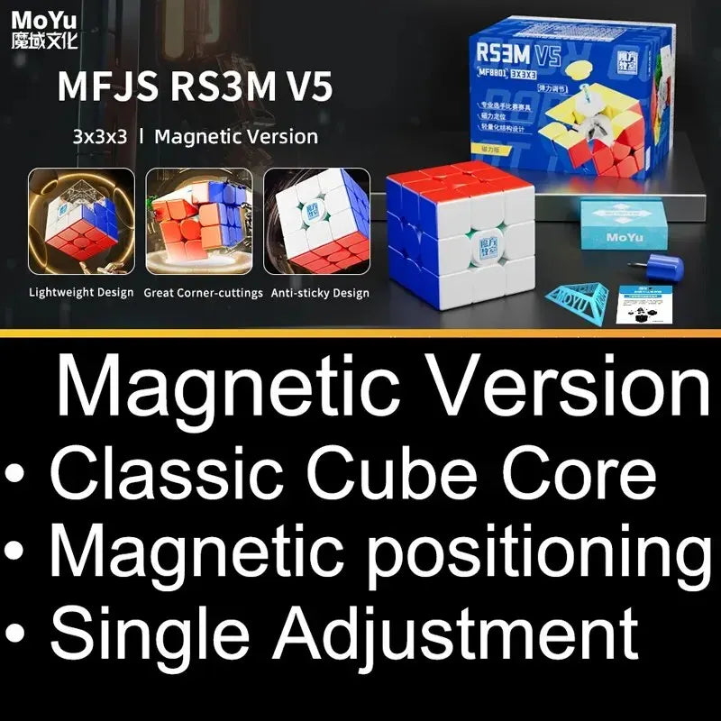 MoYu RS3M V5 magnetic speed cube in various colors and packaging