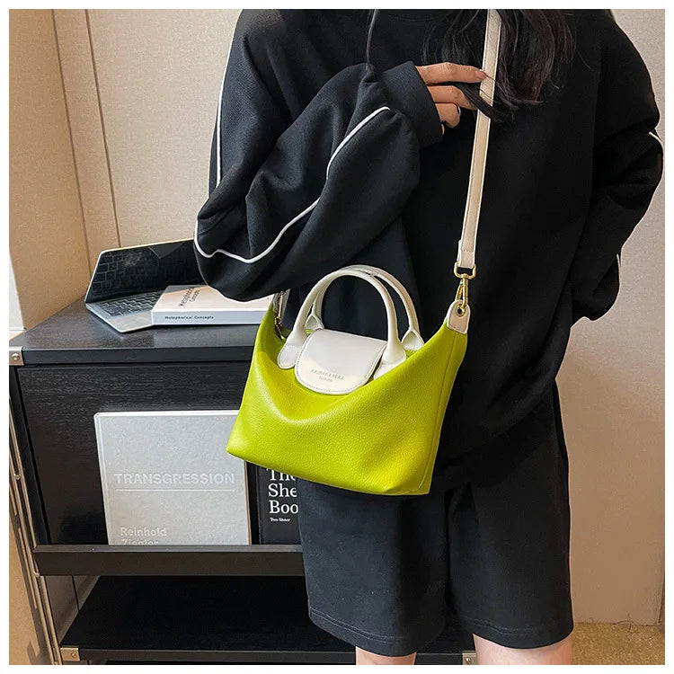 Vintage PU Leather Crossbody Bucket Bag