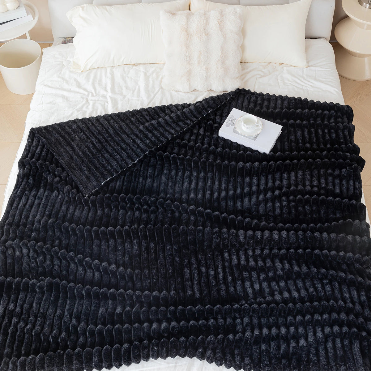 Ultra-Soft Striped Flannel Throw Blanket