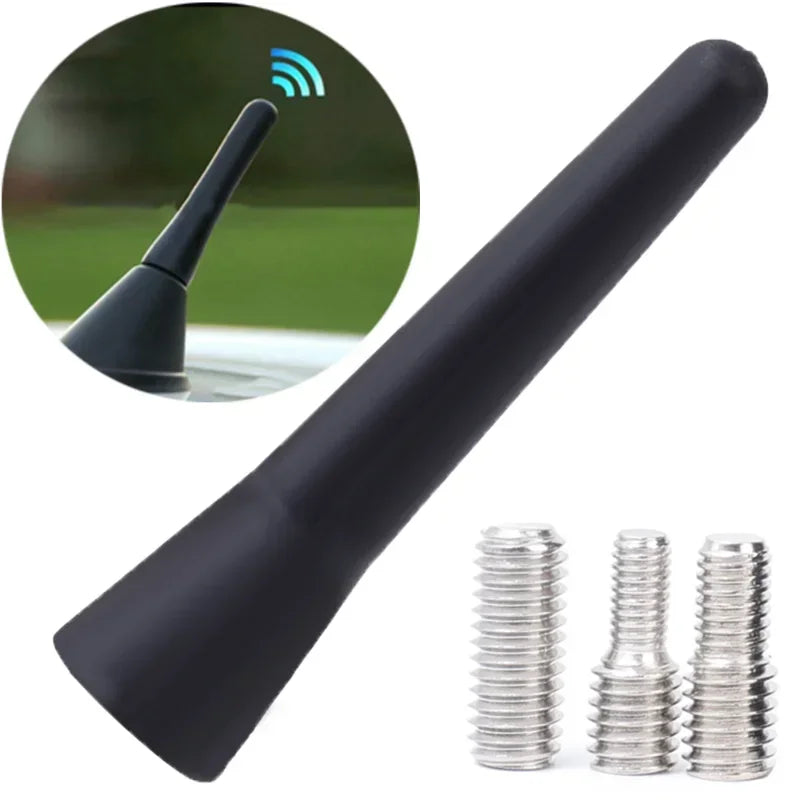 Compact Black Car Radio Antenna with Adapter Screws