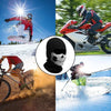 A collage showing a full face balaclava used for windproof cycling and motorcycle masking in various outdoor activities.