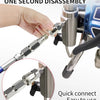 Hand assembling a stainless steel swivel connector for airless spray hoses, highlighting its quick and easy connection.