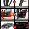 Various views of a black double-layer self-adhesive car door seal strip for sound insulation and sealing.